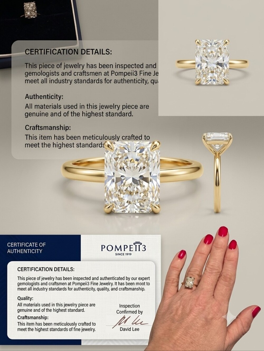 IGI Certified 3.08 CT Cushion Cut Lab Diamond Ring F/VS1 Two-Tone Gold Solitaire